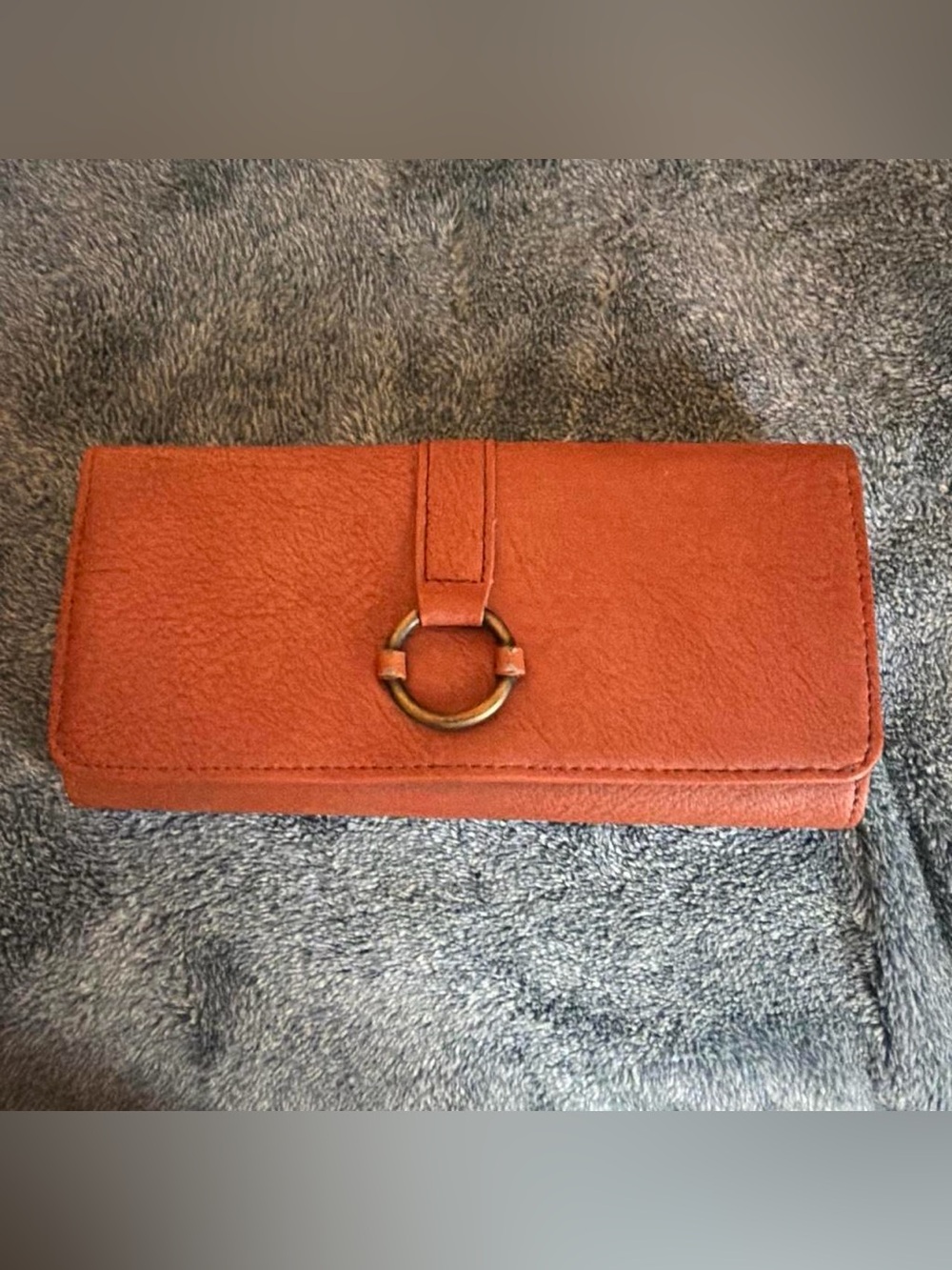 Universal Thread Orange Clutch Wallet with Brass Ring
